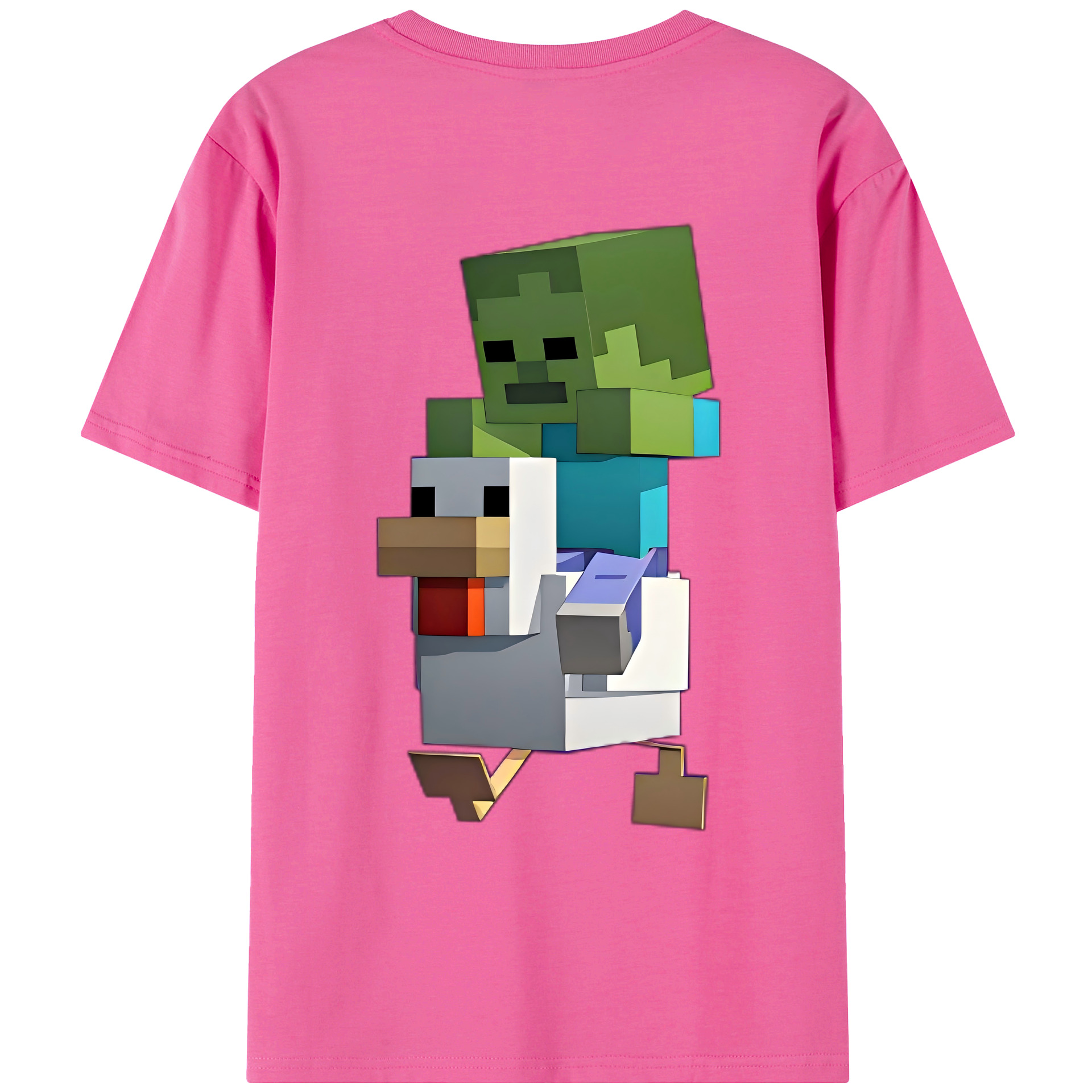 （画像用） マインクラフト ブロックの世界 Minecraft MC Block world レディース半袖Tシャツ(バックプリント)